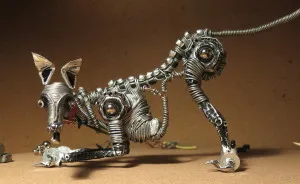 I Made An Animated Whippet Entirely From Tool Box Junk