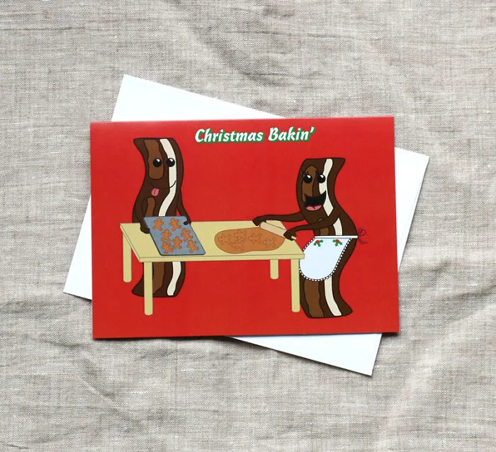 Christmas Bakin' Bacon Christmas Card