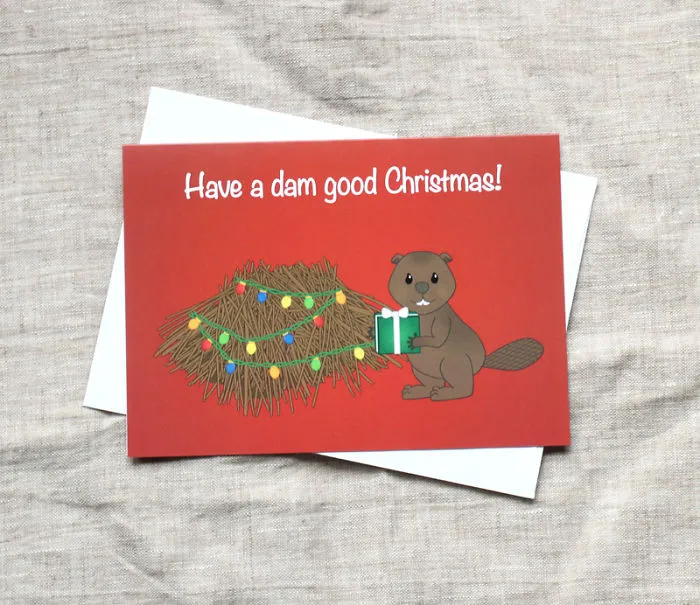 Have A Dam Good Christmas! Beaver Christmas Card