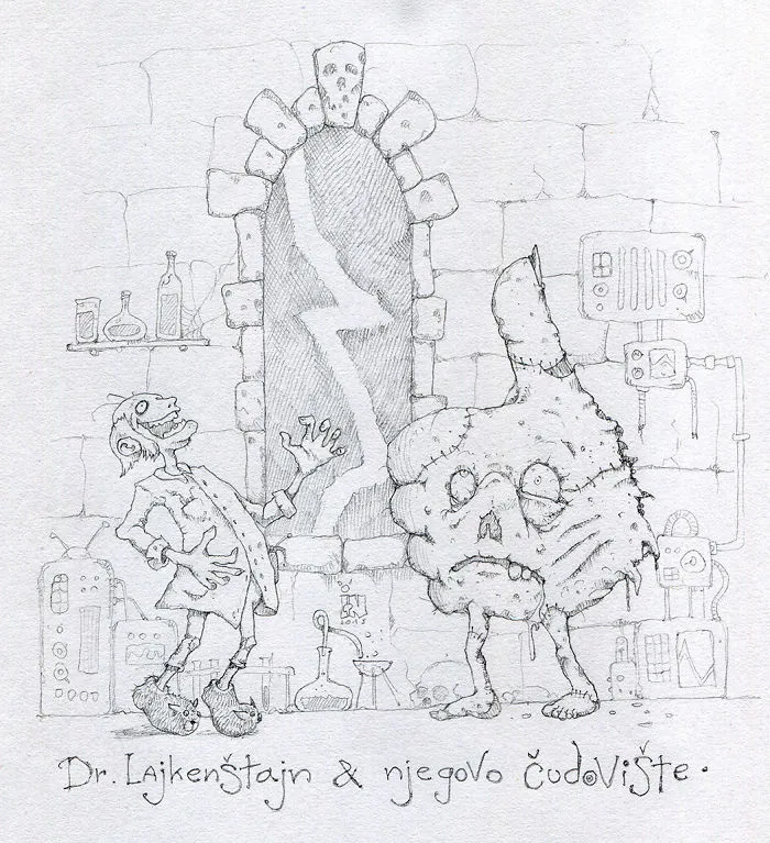 I Drew Doctor Likenstein And His Monster After Being Traumatized By Facebook People