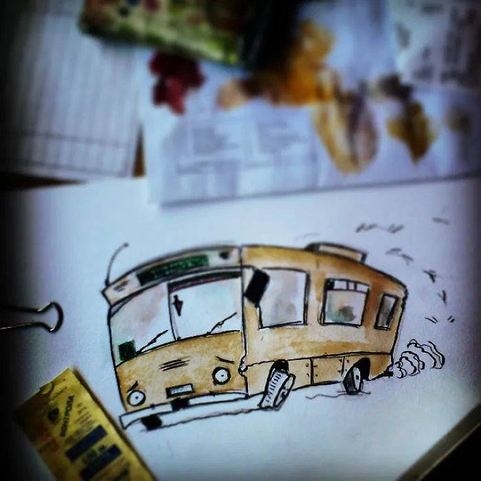 Illustrations Inspired By Old Buses Of The Public Transport In Sofia, Bulgaria
