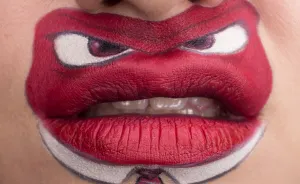 Inside-Out Characters Painted On My Wife's Lips