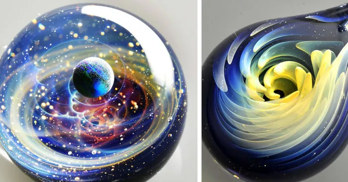 Space Glass: Planets And Galaxies Trapped In Tiny Glass Pendants By Japanese Artist