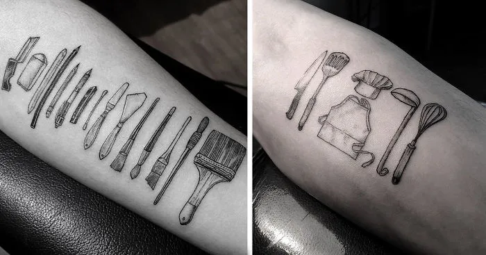 Artist Tattoos Tools Of People's Professions On Their Skin