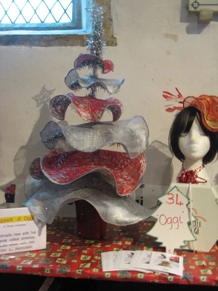 Xmas Tree Made From Hat Material "sinamay"