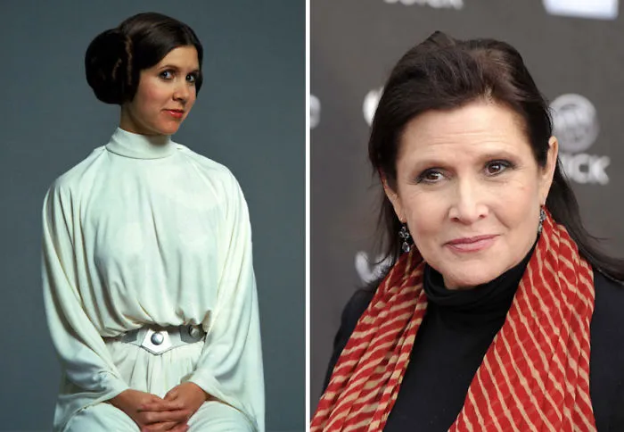 Carrie Fisher And Princess Leia, 1977 And 2015