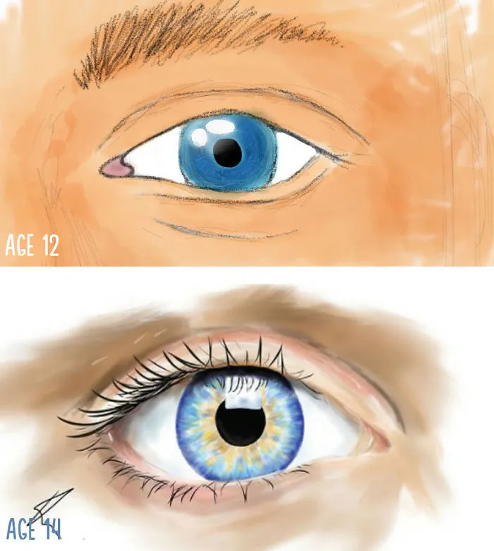 My Drawing Progression From Age 12 To 14