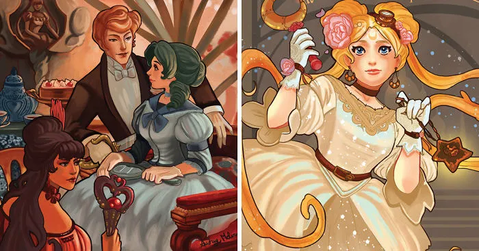 I Illustrate Sailor Moon Characters Living In XIX Century Paris