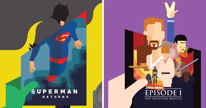 Designers Create Hilarious Mash-Ups Of Famous Pop Culture Characters With Their Movie Rivals