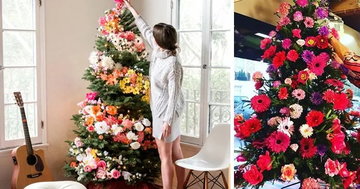 People Are Decorating Their Christmas Trees With Flowers And The Results Are Beautiful