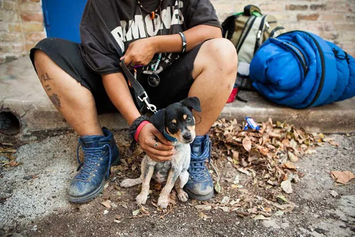Homeless Man And His Puppy