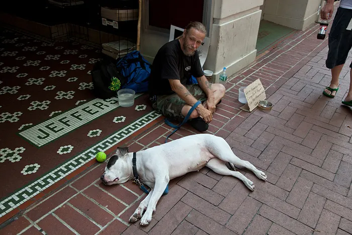 Homeless Man With His Dog