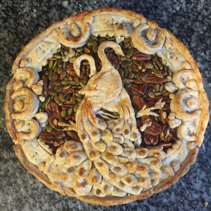 I Combined Seeds And Pie Dough To Make This Peacock-themed Apple Pie.