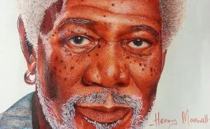 I Drew A Morgan Freeman Portrait With Colored Ballpoint Pens