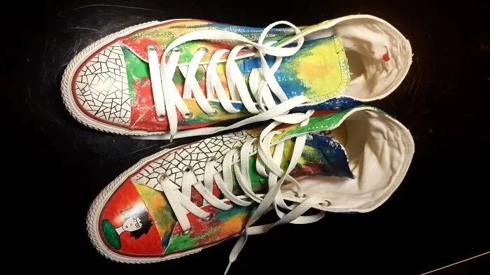 I Painted White Sneakers With Acrylic Paints And Fountain Pens