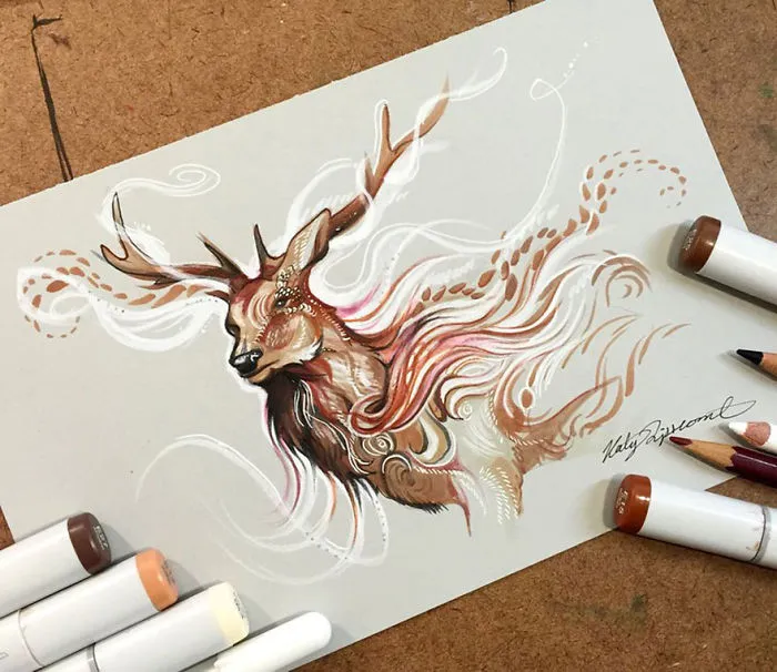 Wild Animal Spirits In Pencil And Marker Illustrations By Katy Lipscomb (Interview)