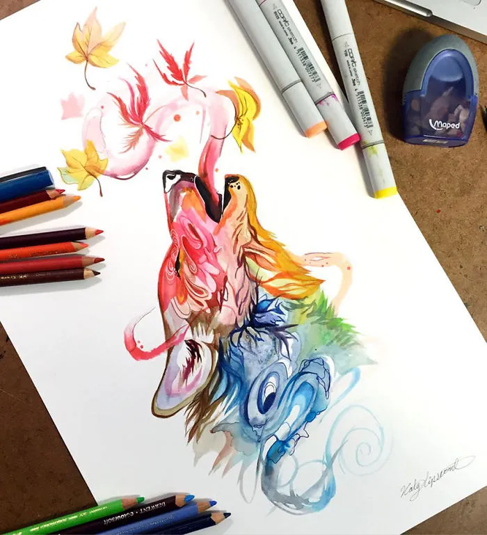 Wild Animal Spirits In Pencil And Marker Illustrations By Katy Lipscomb (Interview)