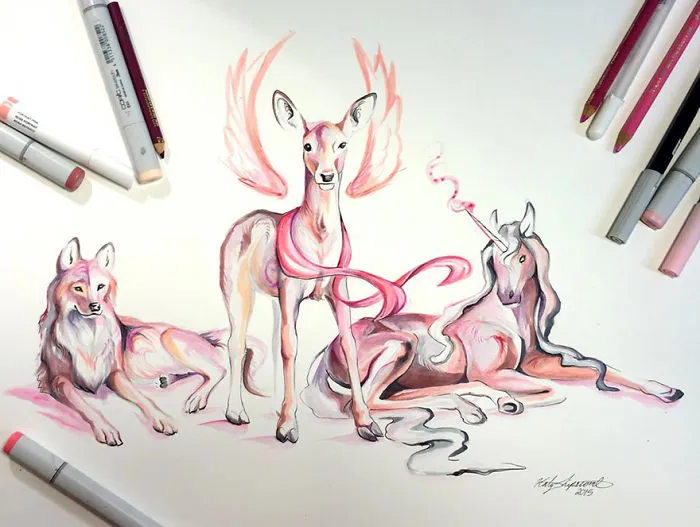 Wild Animal Spirits In Pencil And Marker Illustrations By Katy Lipscomb (Interview)