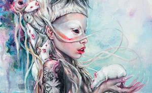 Realistic Acrylic Portrait Of Yolandi Visser And Her Albino Rats