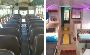 Dad And Son Convert Old 90’s School Bus Into A Tiny Dream Home