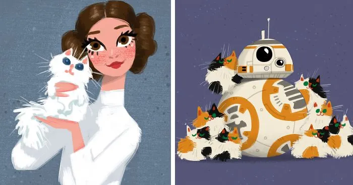 I Work At Walt Disney And In My Free Time I Draw Star Wars Characters And Their Cats