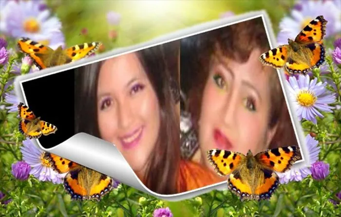 Photographer captures women's beauty worldwide, featuring two women’s portraits surrounded by flowers and butterflies.