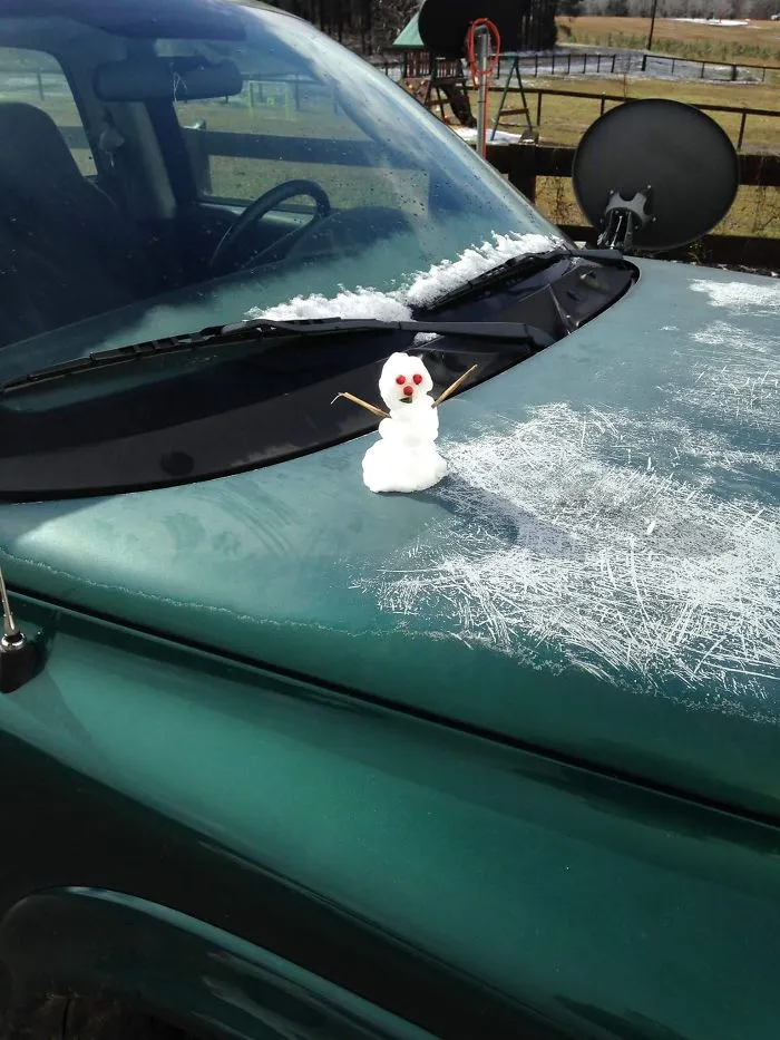 Made This Fabulous Snowman From Our Blizzard In South Carolina