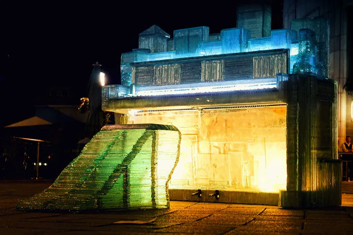 The Famous Glass Piano In Night-Time.