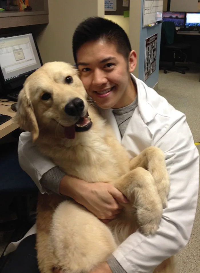 My Brothers Dog Seems To Really Like His Vet Who Saved His Life As A Puppy
