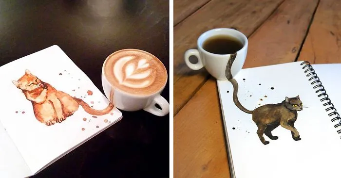 Russian Illustrator Reimagines Different Coffees As Cats