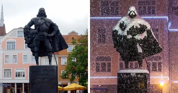 This Polish Statue Looks Like Darth Vader After A Snowy Day