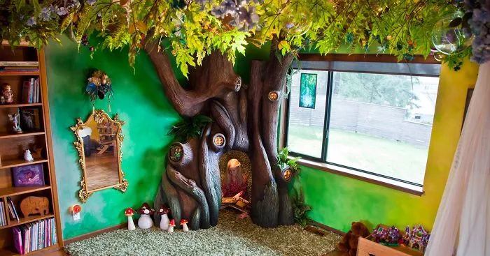 Dad Spends 18 Months Transforming Daughter's Bedroom Into Fairytale Treehouse