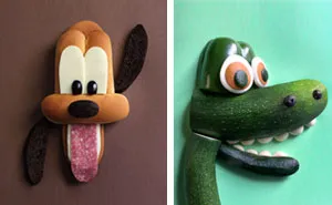 Disney Animal Portraits Made Of Hot Dog Buns, Zucchini And Other Foods