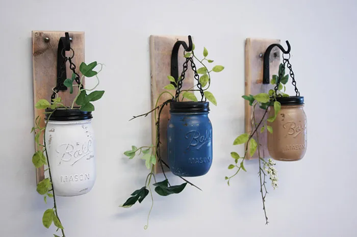 Wall Decor - Individual Hanging Painted Mason Jars