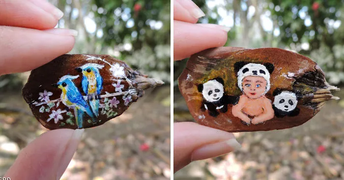 I Create Little Drawings On Pine Cone Stems