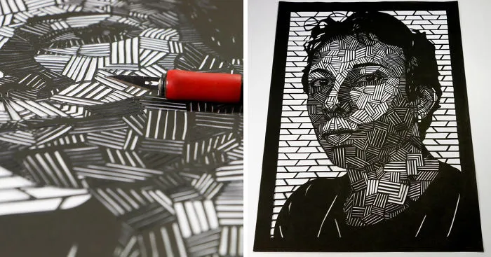 I Created My Self Portrait Using The Papercut Technique