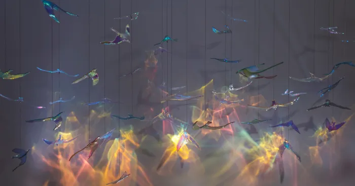 Hanging Sculptures Made Of Glass And Light