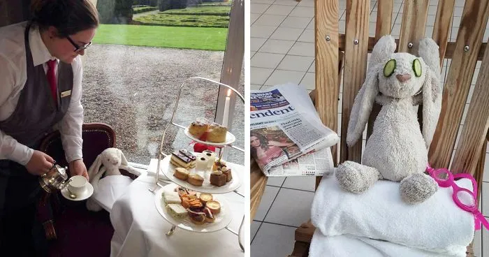 Little Girl Forgets Her Stuffed Bunny At Hotel, Staff Takes It On Adventure