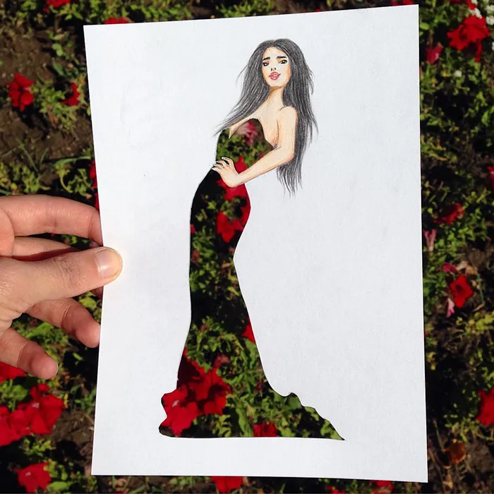 Armenian Illustrator Completes His Cut-Out Dresses With Everyday Objects