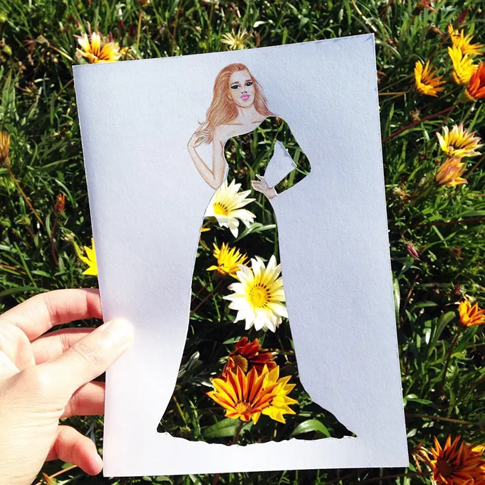 Armenian Illustrator Completes His Cut-Out Dresses With Everyday Objects