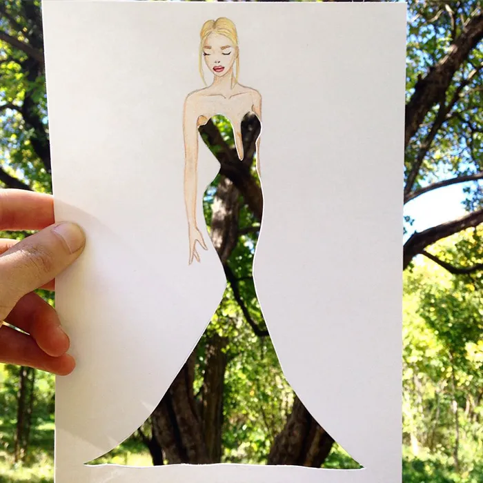Armenian Illustrator Completes His Cut-Out Dresses With Everyday Objects