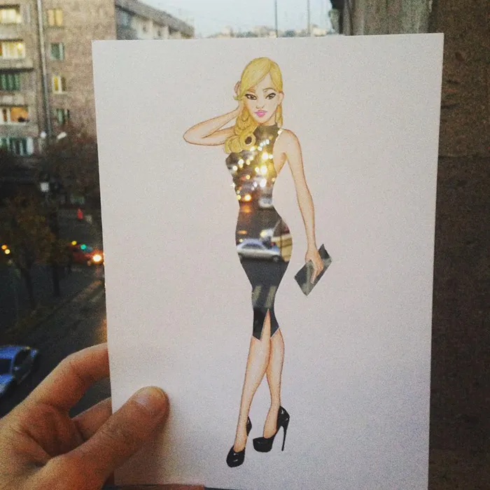 Armenian Illustrator Completes His Cut-Out Dresses With Everyday Objects