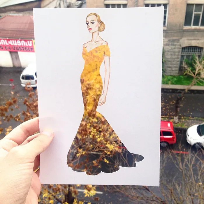 Armenian Illustrator Completes His Cut-Out Dresses With Everyday Objects