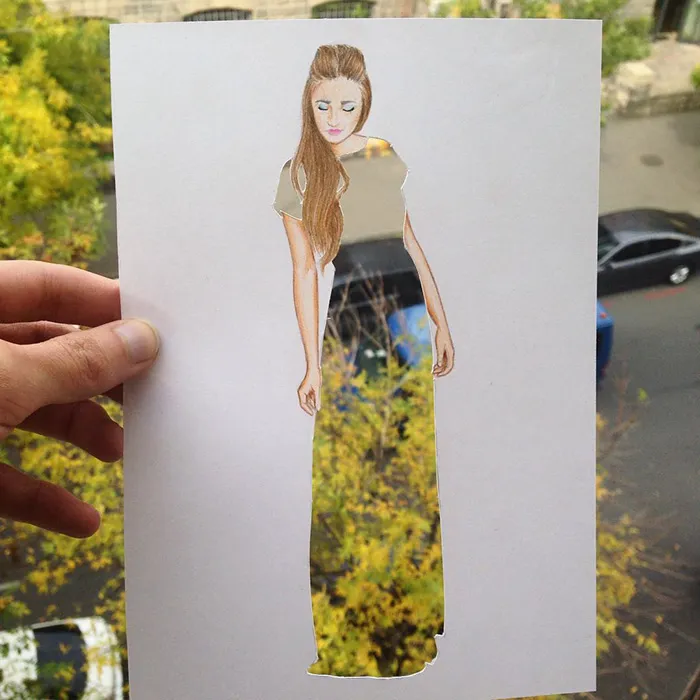 Armenian Illustrator Completes His Cut-Out Dresses With Everyday Objects