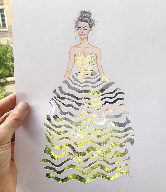 Armenian Illustrator Completes His Cut-Out Dresses With Everyday Objects