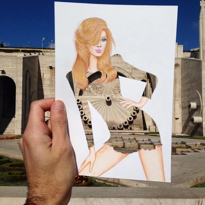 Armenian Illustrator Completes His Cut-Out Dresses With Everyday Objects