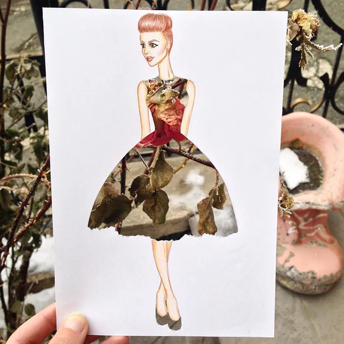 Armenian Illustrator Completes His Cut-Out Dresses With Everyday Objects