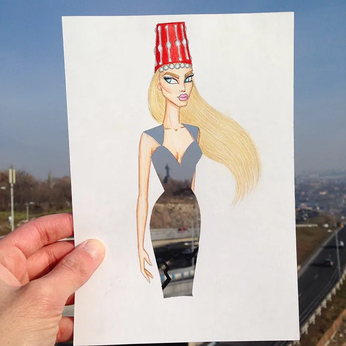 Armenian Illustrator Completes His Cut-Out Dresses With Everyday Objects