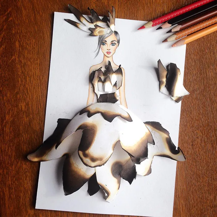 Armenian Illustrator Completes His Cut-Out Dresses With Everyday Objects
