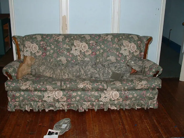 Digital Camouflage Blends In With Floral Couches